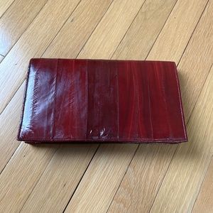 Vintage eel skin clutch (deep red)